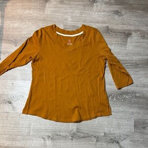 Isaac Mizrahi Mustard Long Sleeve V-Neck Top